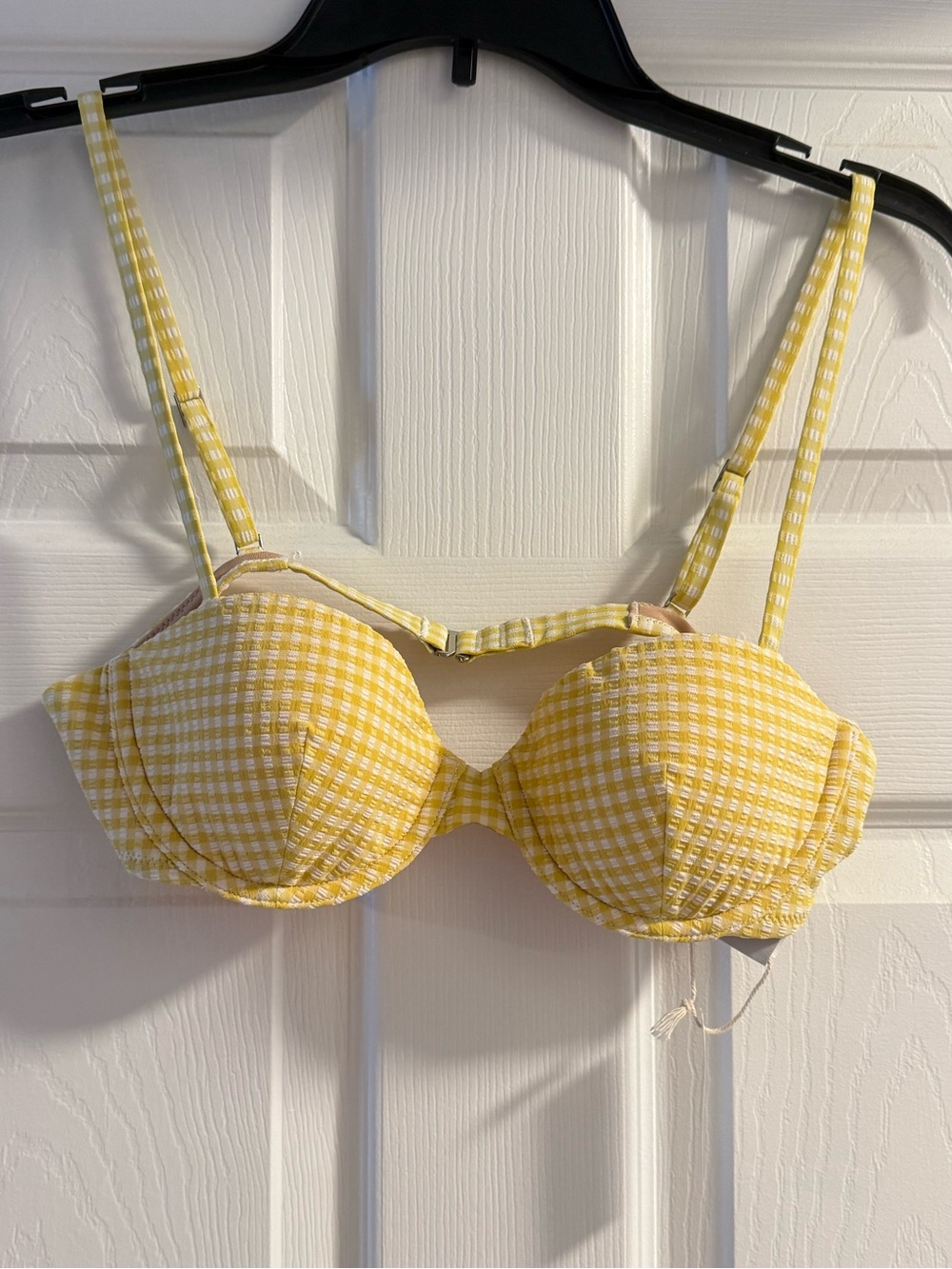 Madewell Balconette Yellow Gingham bikini top size S